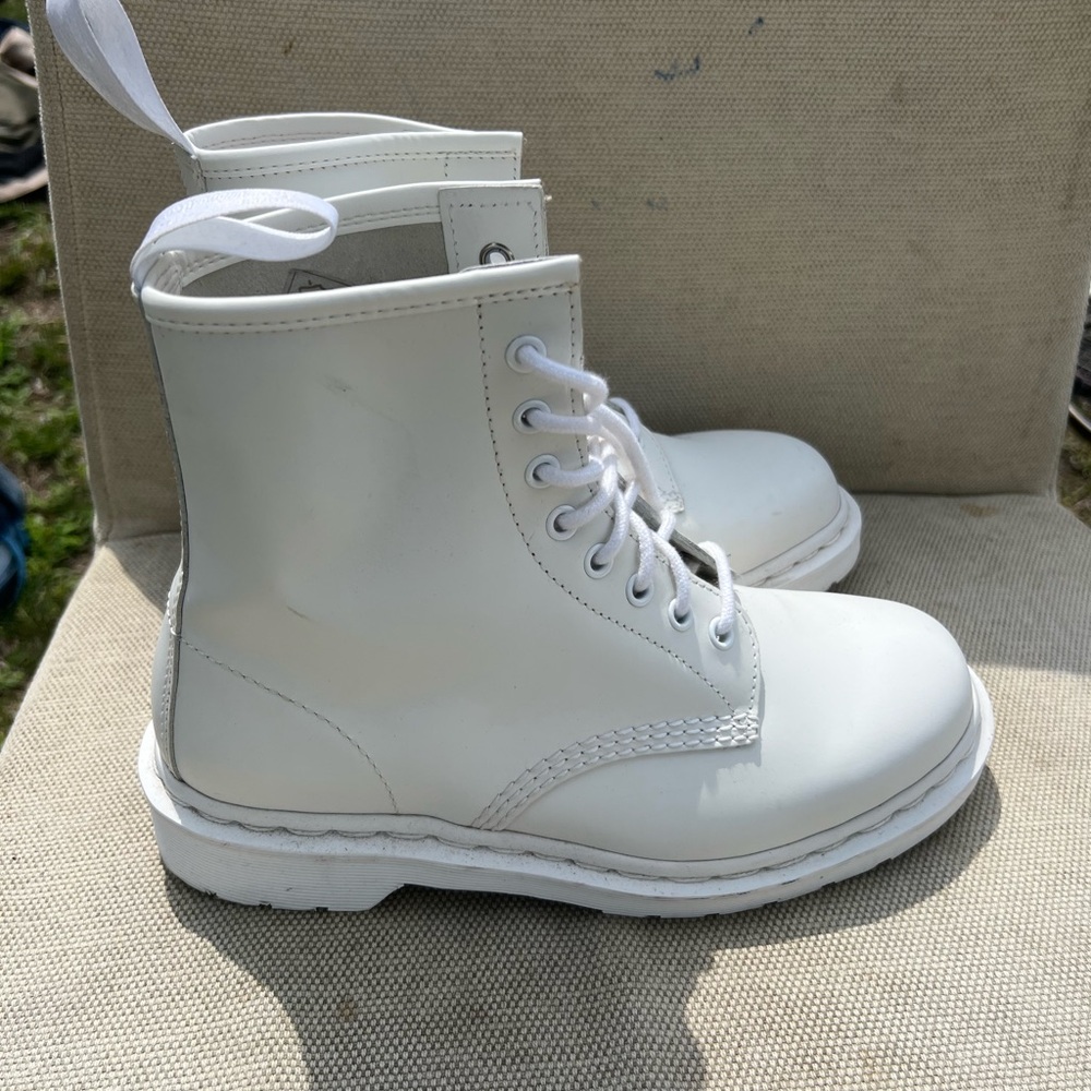 Dr. Martens White Ankle Boots